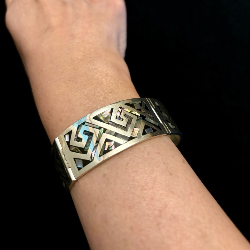 💝 SOLD* Vintage Taxco Sterling Silver 925 Bracelet, 4-panel Abalone Bracelet